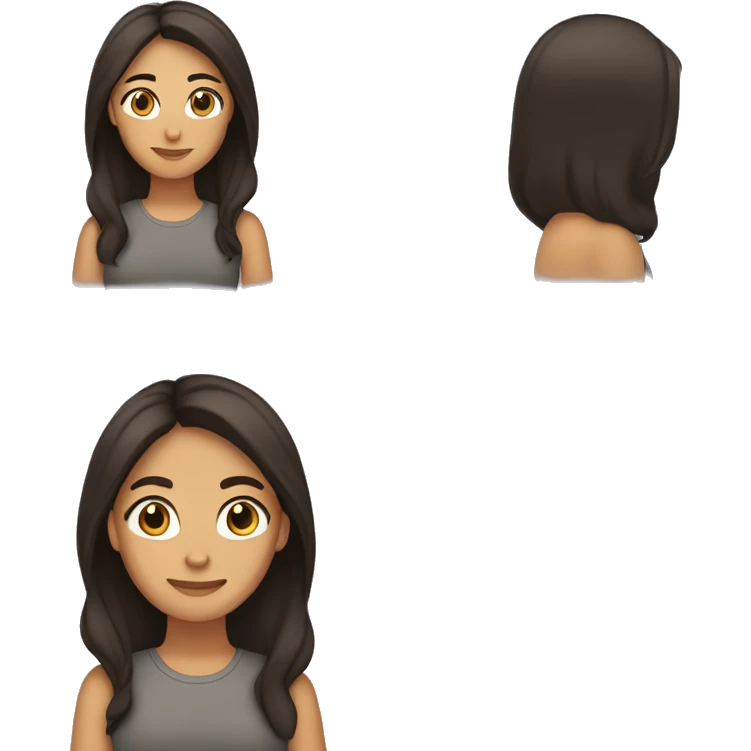 woman tan skin long dark brown hair, dark brown eyes, t-shirt emoji