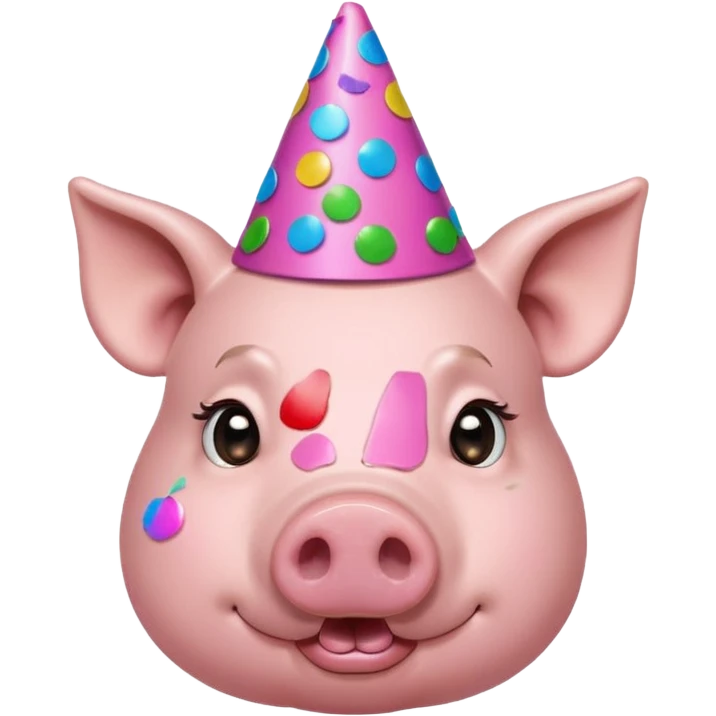 Party Pig – small pig with cone party hat and confetti emoji