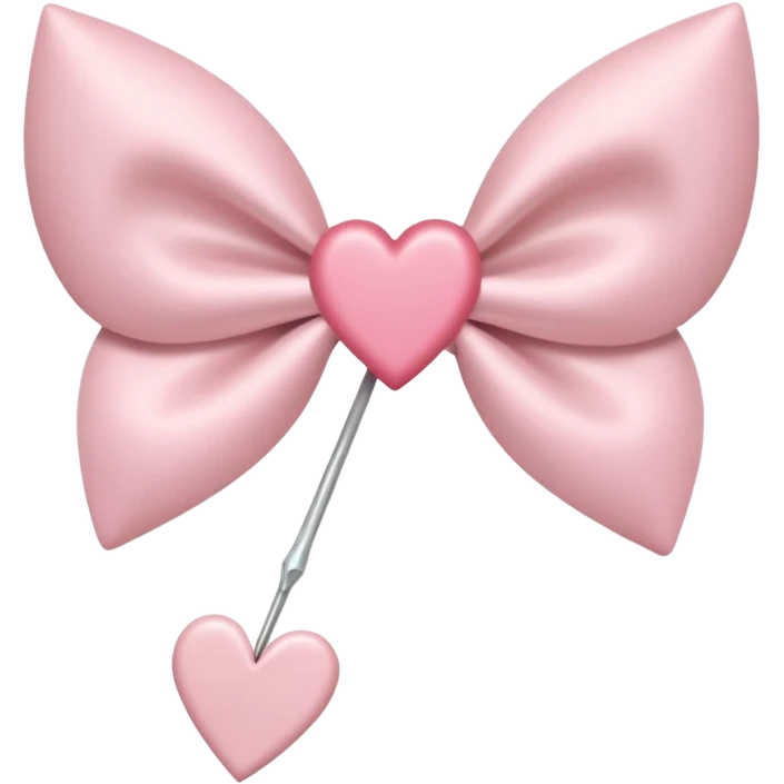 A dainty, elegant bow in soft pink with a heart-shaped arrowhead, mid-shot as if aiming straight for the heart. emoji