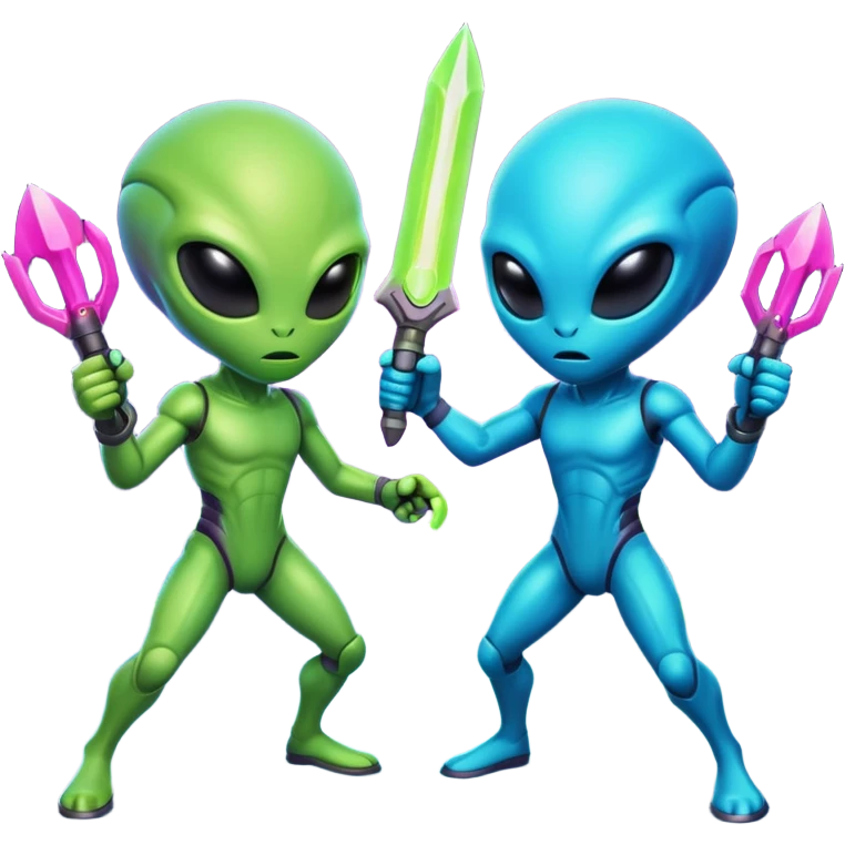 Kids fighting alien emoji