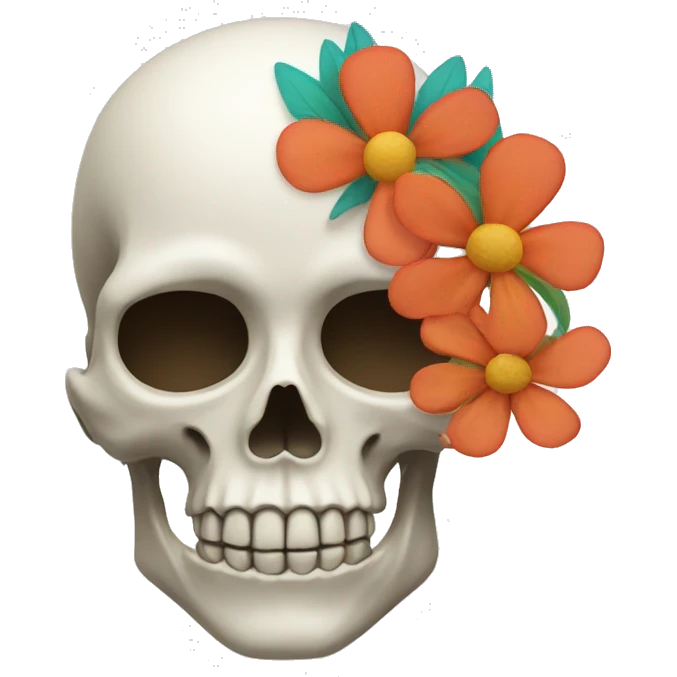 Skull with flowers on top left emoji