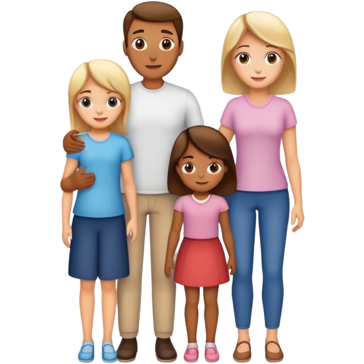 Family mom, dad, one boy, ad two girl emoji