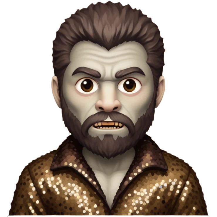 The Wolfman from Universal Monsters with brown fur, dark brown sequin outfit  emoji