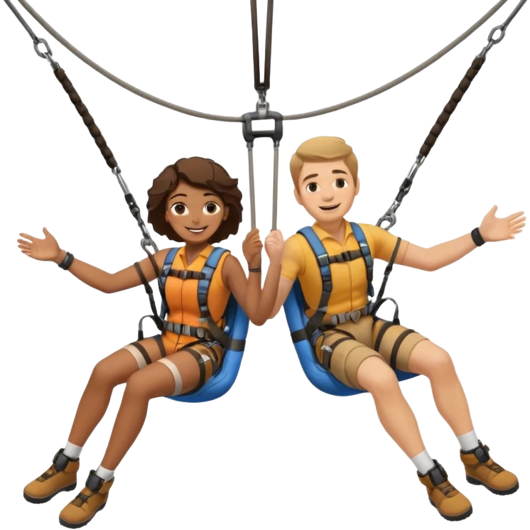White man and brown woman on a tandem bungee jump emoji