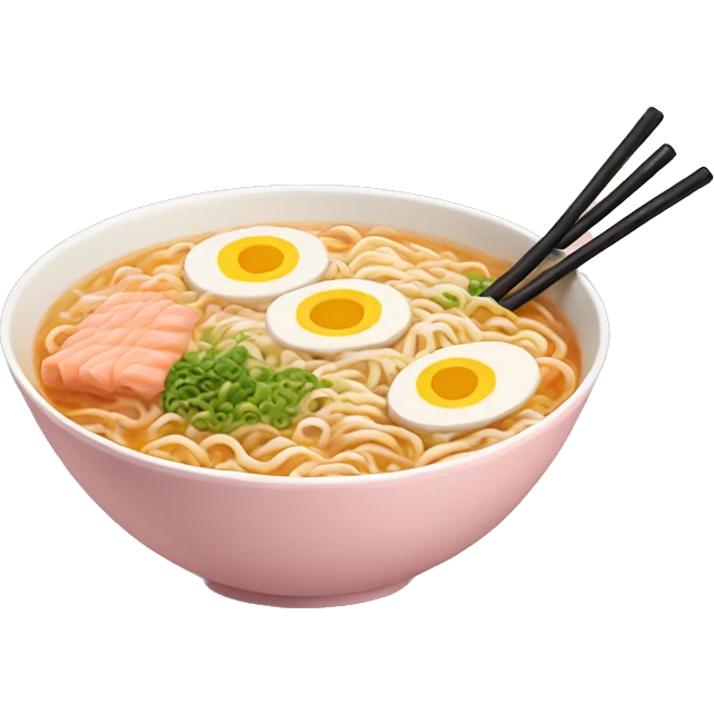 ramen in a light pink bowl emoji
