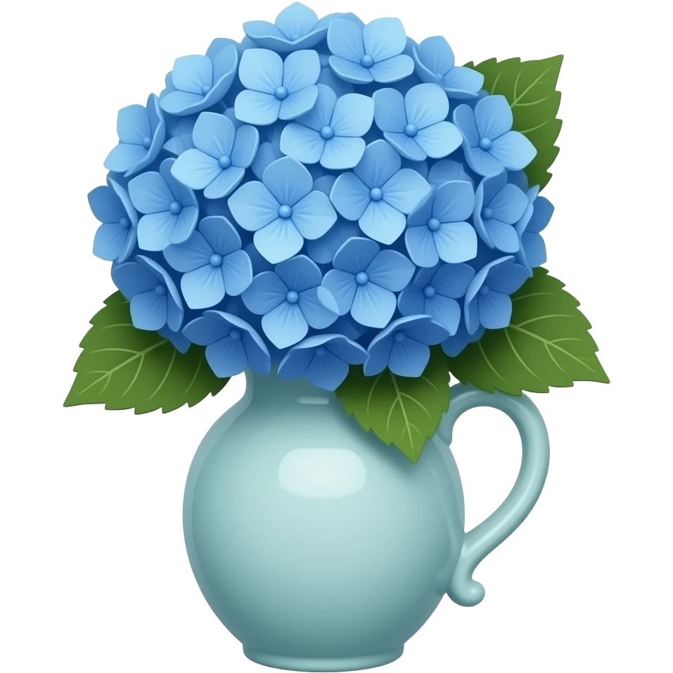 Light blue vintage ceramic vase with blue hydrangeas emoji