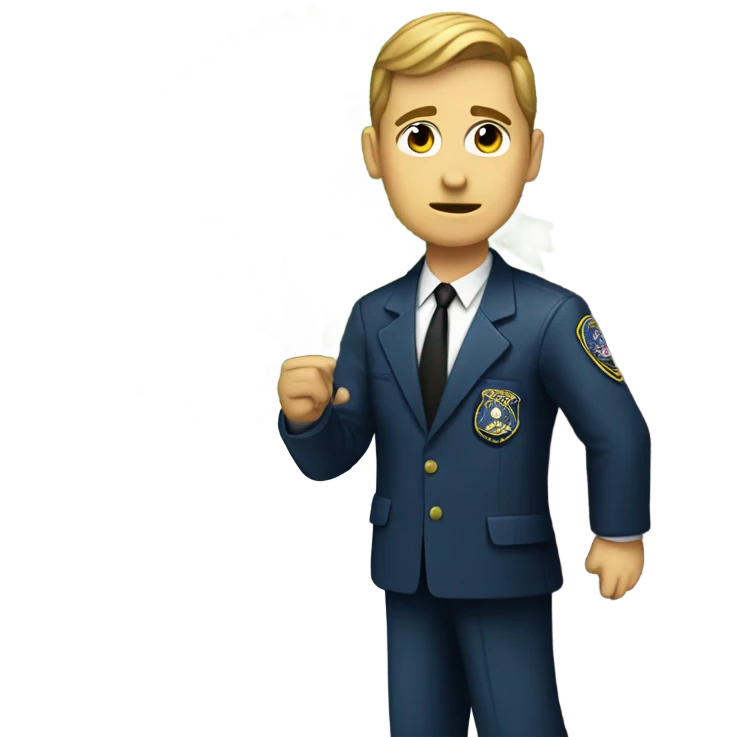 A FBI agent talking to a tree emoji