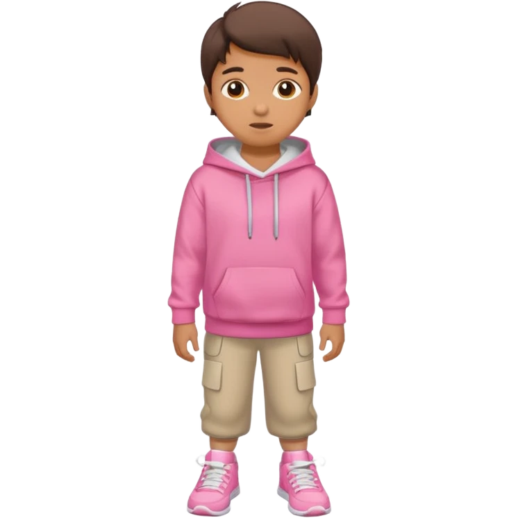 Kid Boy in pink hoodie and sneakers emoji