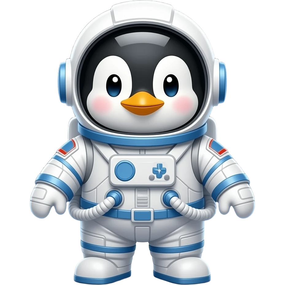 baby penguin in space suit in space emoji