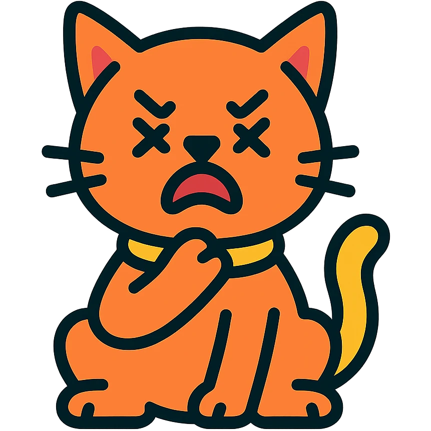 color outline icon style cat choking itself emoji