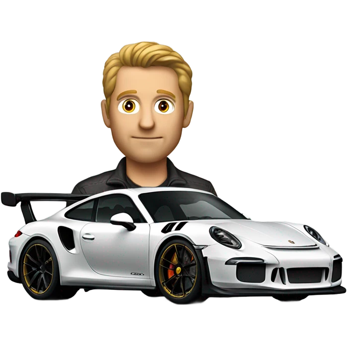 A man driving a Porsche GT3 RS emoji