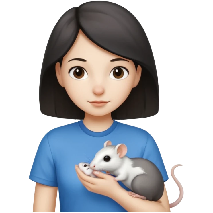 Девочка с двумя крысами на руках белой и чёрной emoji