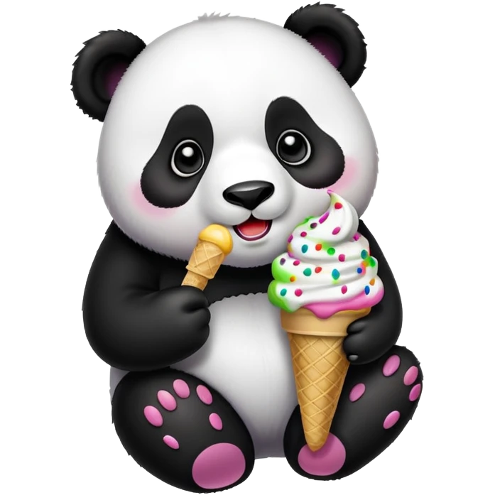Panda eating ice cream emoji