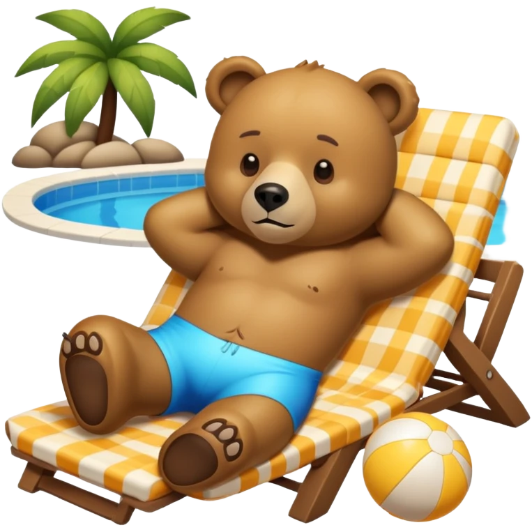 Bear tanning by pool emoji