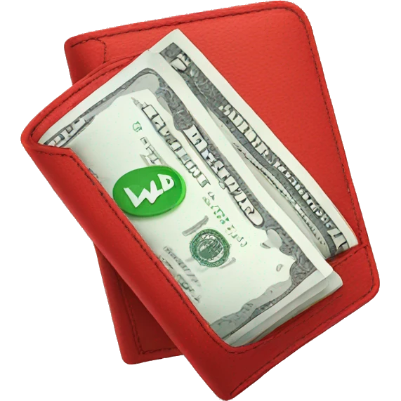red wallet with WPay text on it emoji