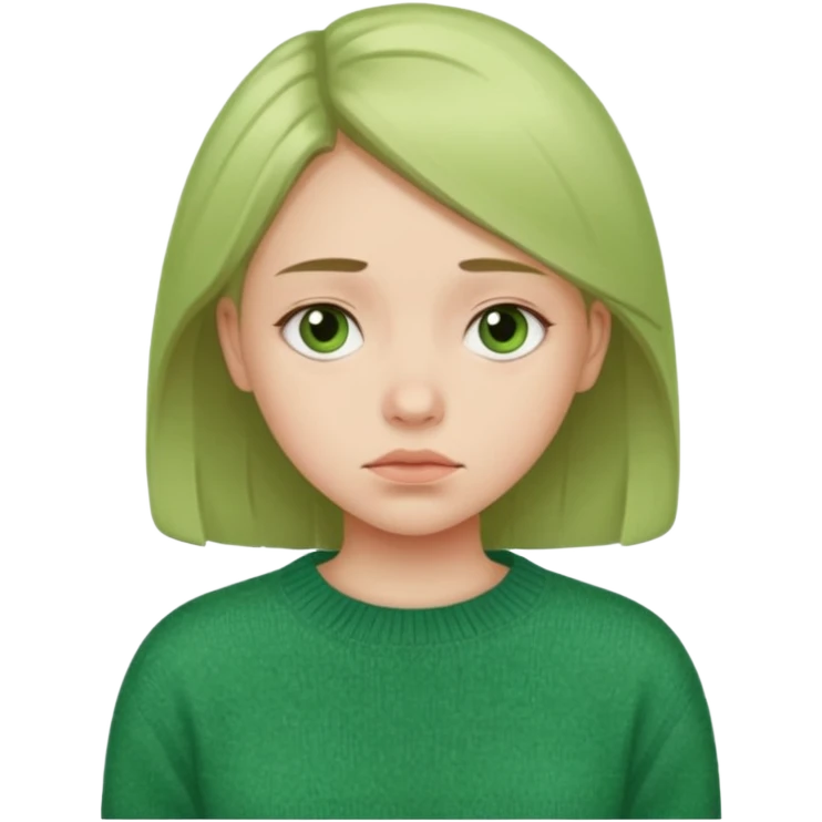 girl has sore throat in green sweater emoji
