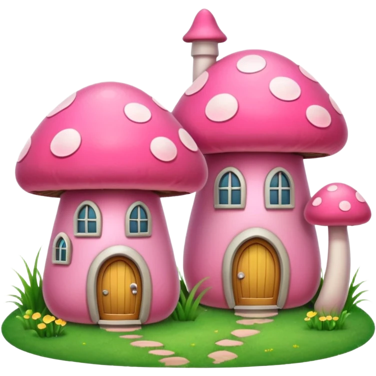 pink mushroom houses emoji