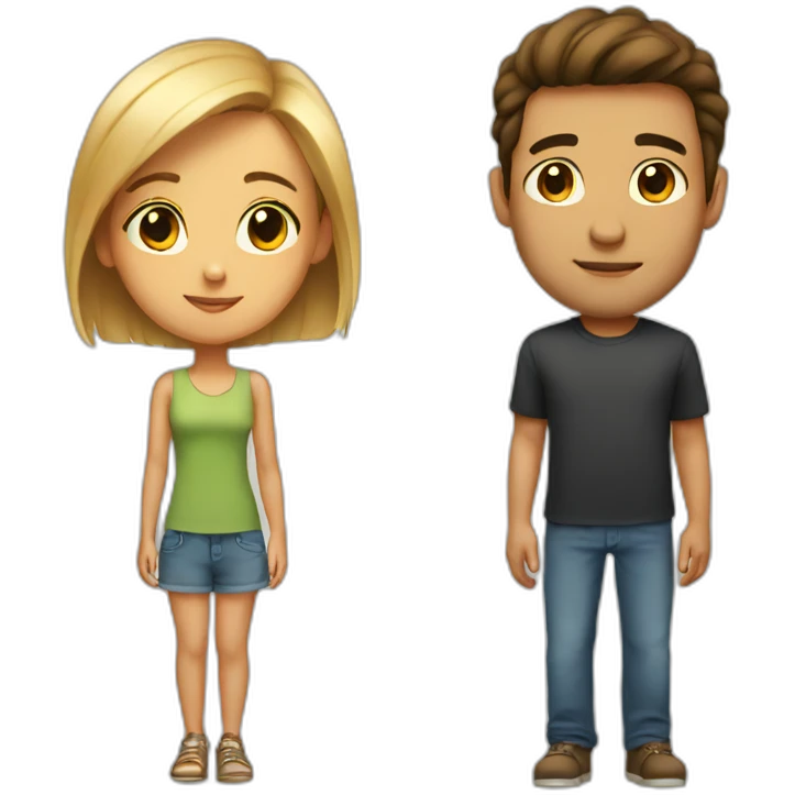 Very short girl with a tall guy emoji