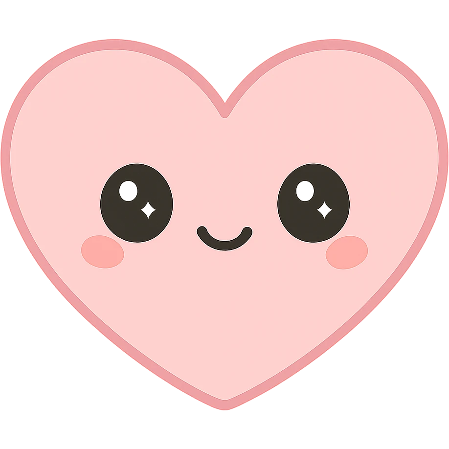 cute heart with a smiling face, kawaii style, soft, cheerful, simple emoji