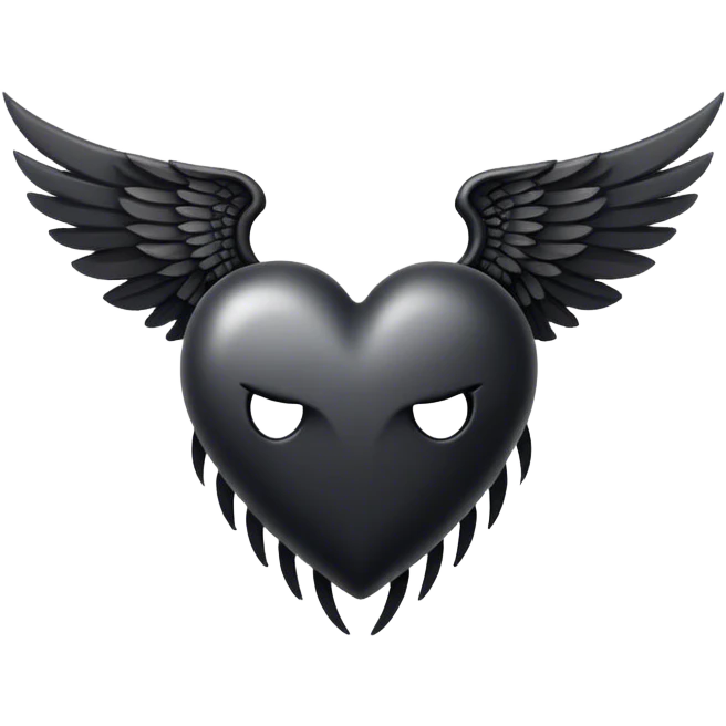 Black heart with wings and horns emoji
