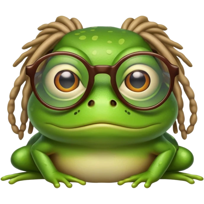 Frog with glasses and dreads emoji