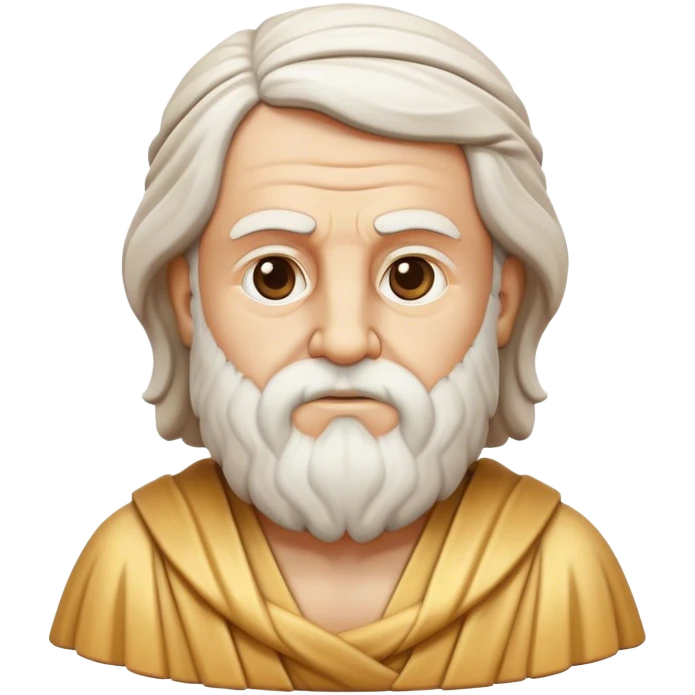 Cinematic Realistic Plato Portrait Emoji, depicted as a wise ancient philosopher with a contemplative expression in classical robes, rendered with soft textures and timeless serene lighting that captures his intellectual legacy. emoji