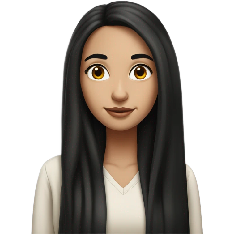 Hyper Realistic Beautiful Spanish girl brown eyes straight very long dark black hair  emoji
