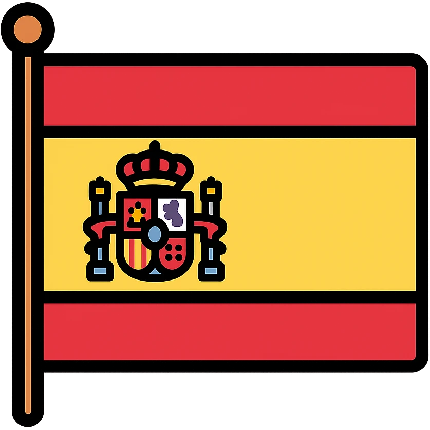 Spanish flag with red and yellow horizontal stripes and coat of arms emoji