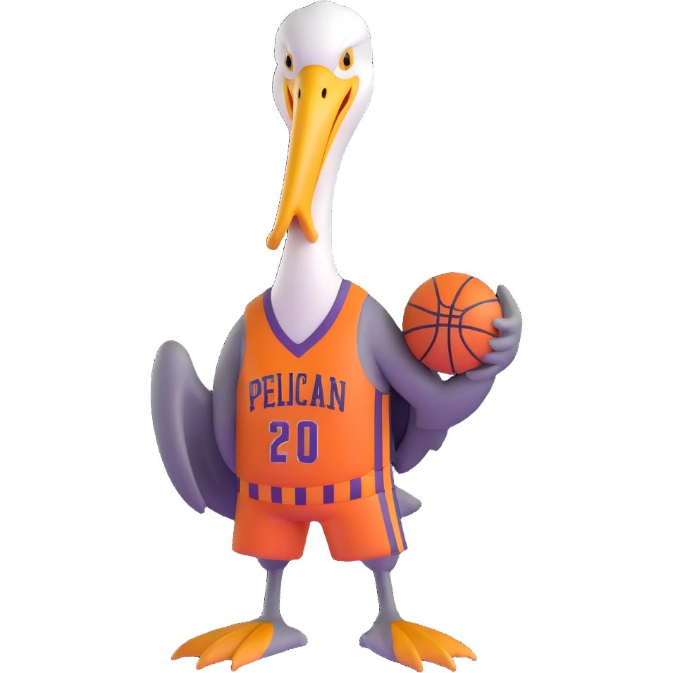 Pelican wearing New Orleans basketball jersey emoji