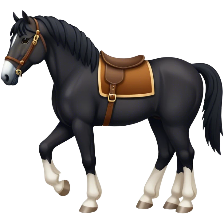 black draft horse with only 1 feet white and a white rhombus on the nose  emoji