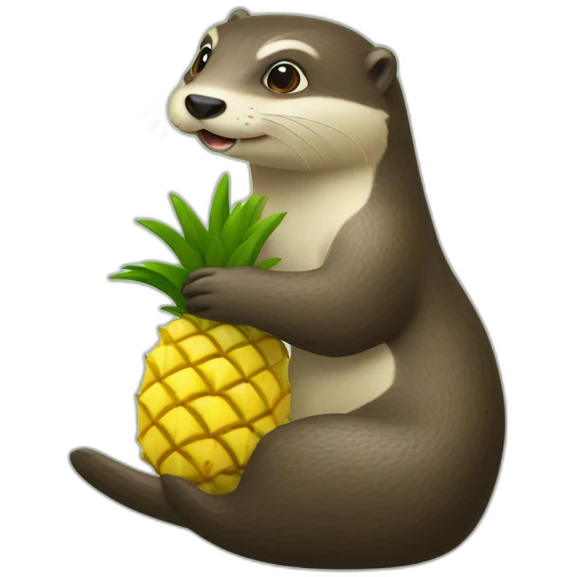 Une loutre à côté d’un ananas emoji
