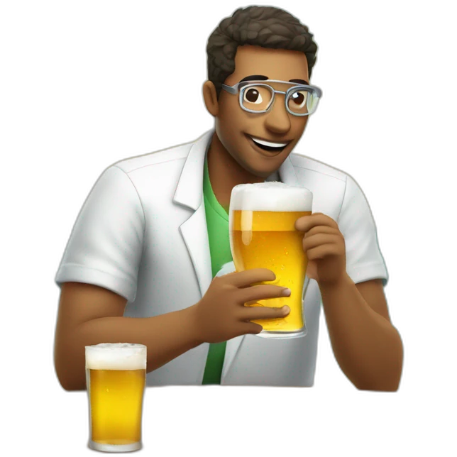 Chemist drinking beer in a party in the beach emoji