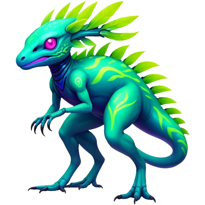 Tropical futuristic lush neon Fionbri-Vernid-creature (full body) emoji