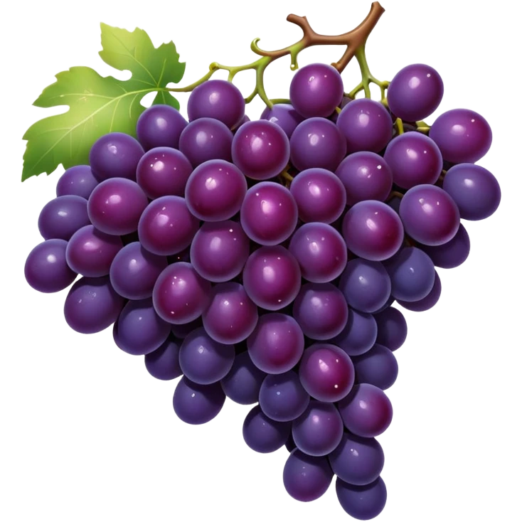 elegant bunch of deep purple grapes, dewy and glowing, with sparkles, luxury wine look emoji