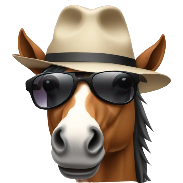 Horse with sunglasses and hat emoji