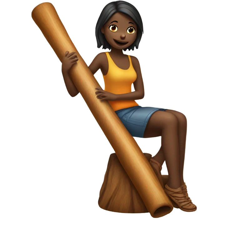 A girl sat on top of a didgeridoo emoji