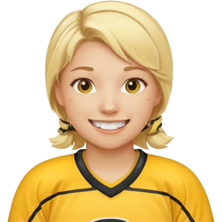 Girl hockey player with yellow jersey emoji