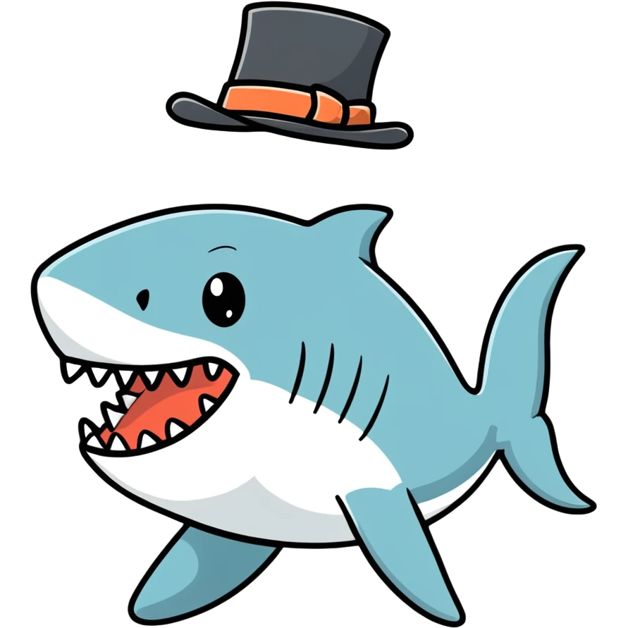Shark with a top hat emoji