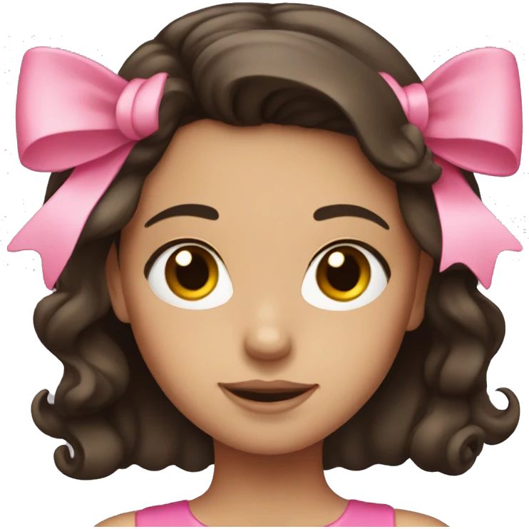 brunette girl with pink bow  emoji