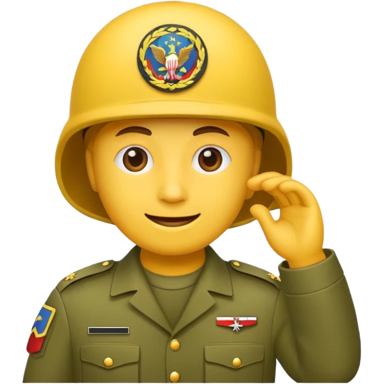 Eine salutierenden Emoji (Hautfarbe: gelb ) in Armee Klamotten männlich salutierend salutierend  emoji