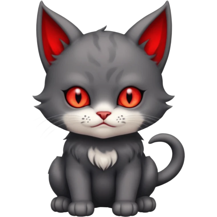 charcoal grey and white baby devil cat emoji