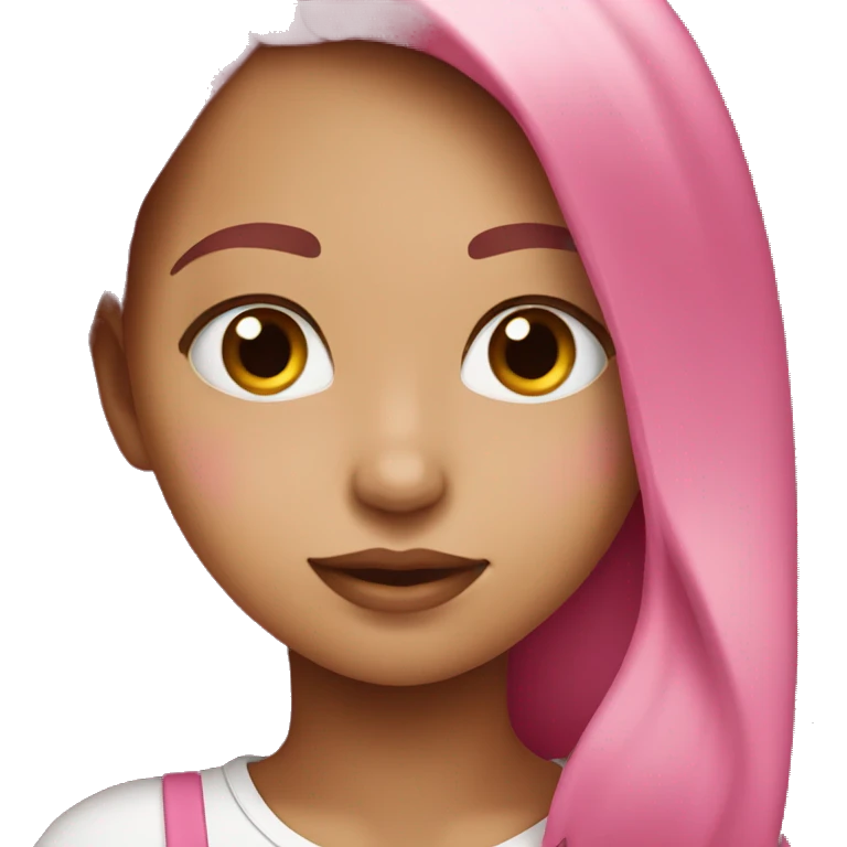 Girl with a pink had so cute emoji