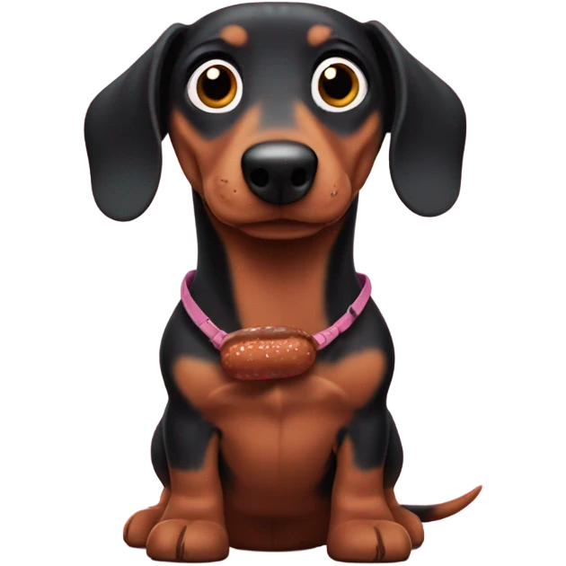 fictional character Stitch with two dachshund sausage dogs emoji