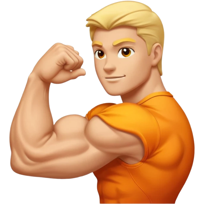"Create a high-quality, glossy emoji-style illustration of a flexed biceps (💪). Use smooth gradients, rounded shapes, clean vector-style design, soft shadows, and vibrant colors. The result should look like an official modern emoji, crisp and polished." emoji