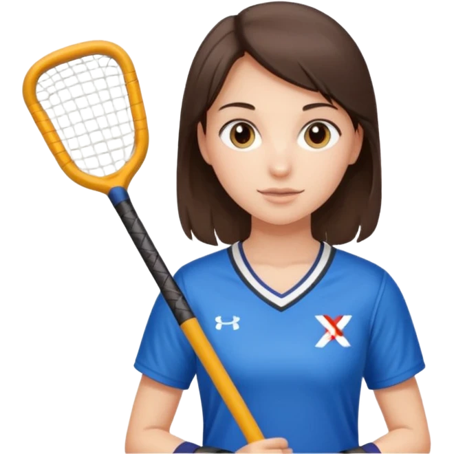 brunette girl playing field hockey emoji
