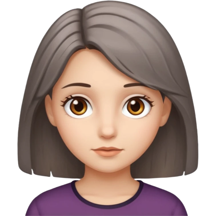 girl with brown and gray hair and hazel eyes emoji