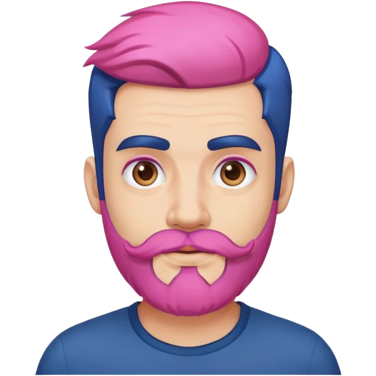 a man with a pink beard, dark blue hair  emoji