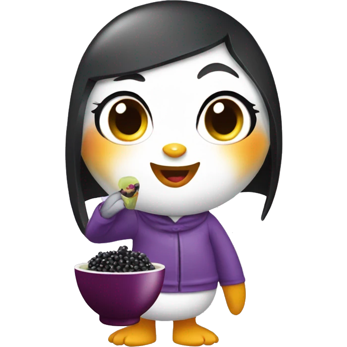 Penguin Girl with acai Bowl emoji