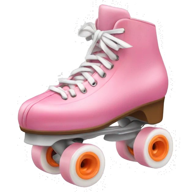 Realistic pink and white roller skate with orange wheels  emoji