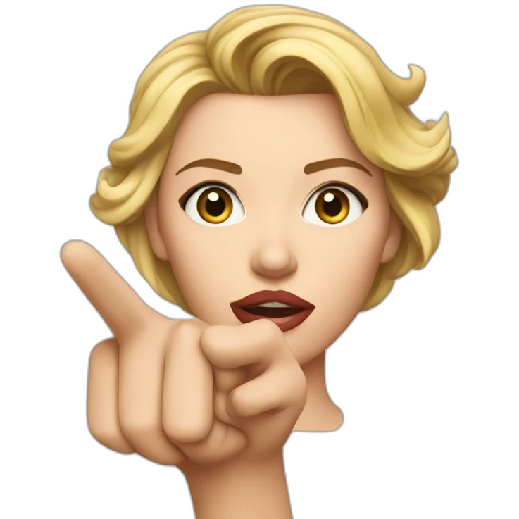 Scarlett Johansson pointing finger emoji